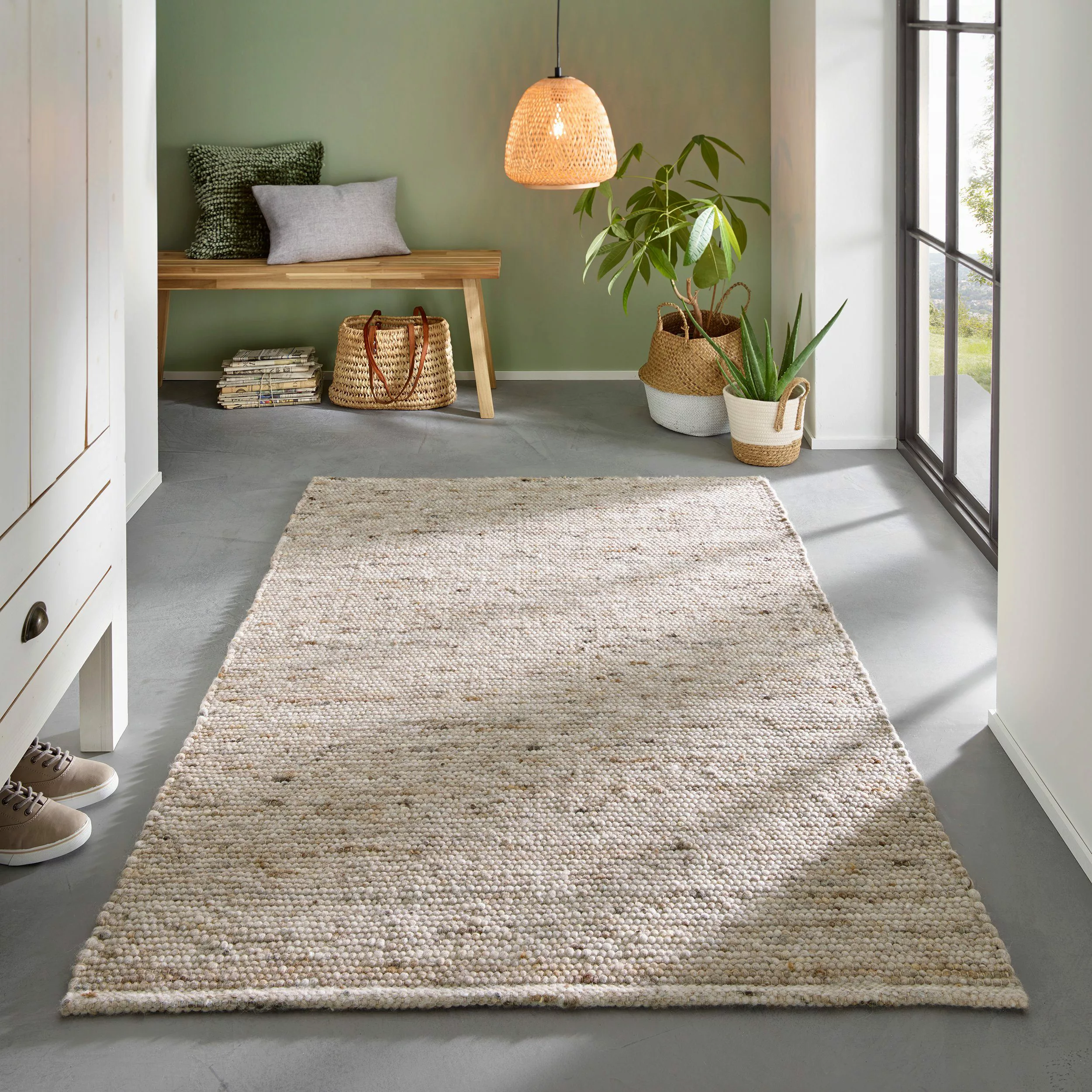TaCa Home Wollteppich Gewalkter Handweb Woll-Teppich, günstig online kaufen