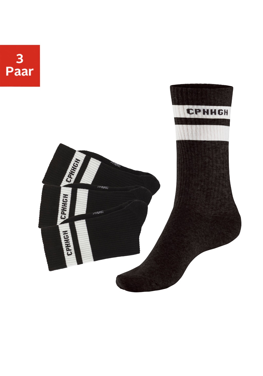 Copenhagen Studios Tennissocken, (Packung, 3 Paar), mit Streifendesign und günstig online kaufen