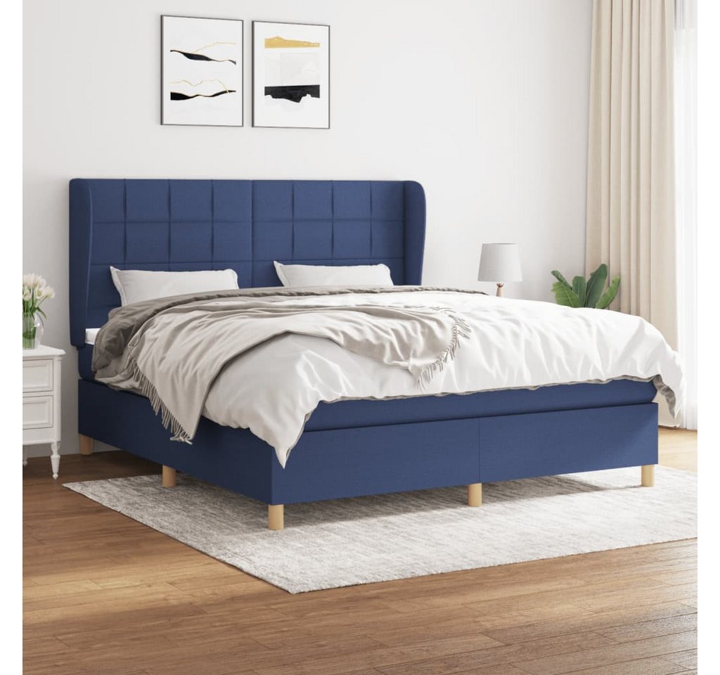 vidaXL Boxspringbett Boxspringbett mit Matratze Blau 160x200 cm Stoff Bett günstig online kaufen