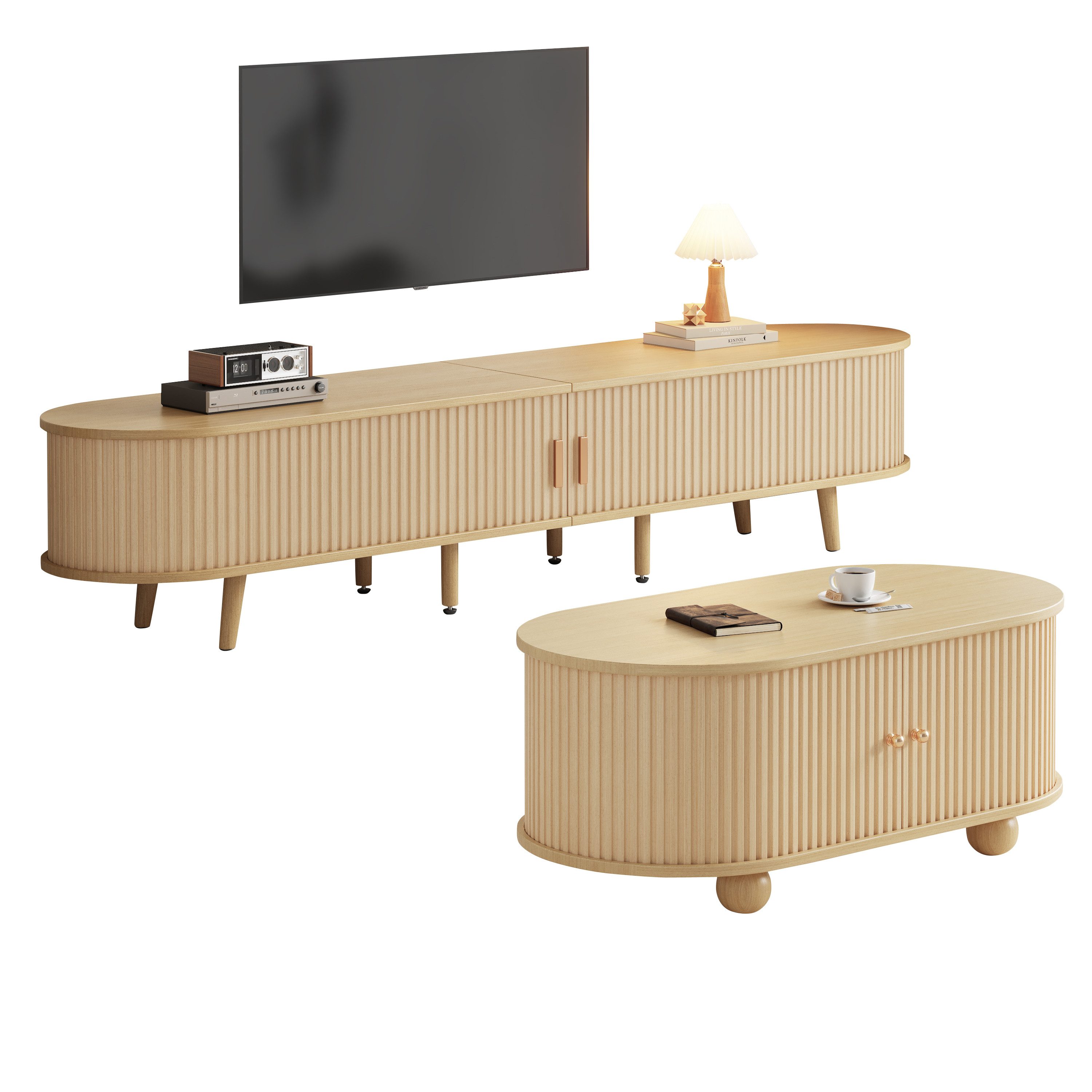 MODFU Wohnzimmer-Set TV-Schrank & Couchtisch Set, günstig online kaufen