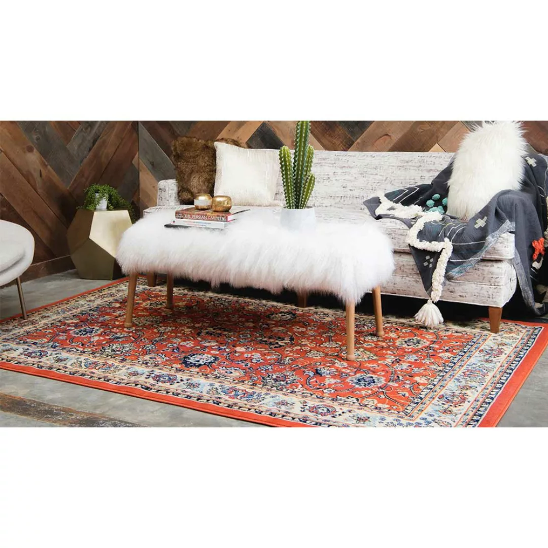 Orient Stil Teppich in Terracotta Cremefarben günstig online kaufen