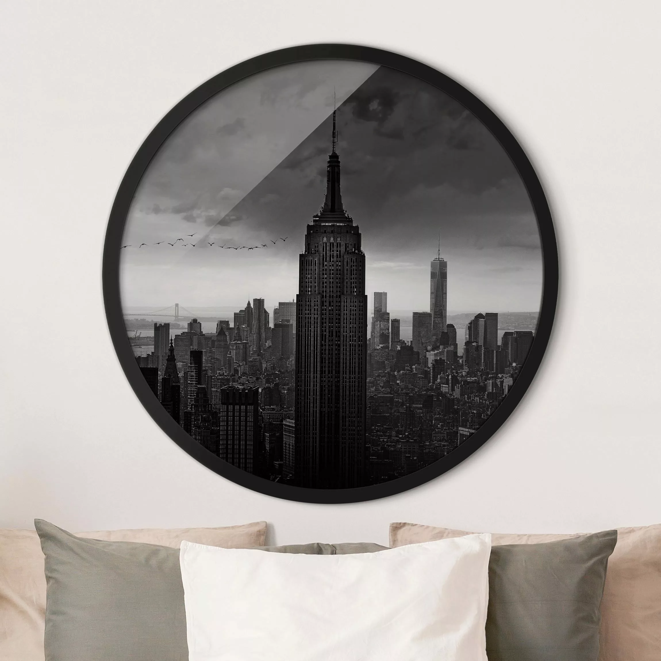 Rundes Gerahmtes Bild New York Rockefeller View günstig online kaufen