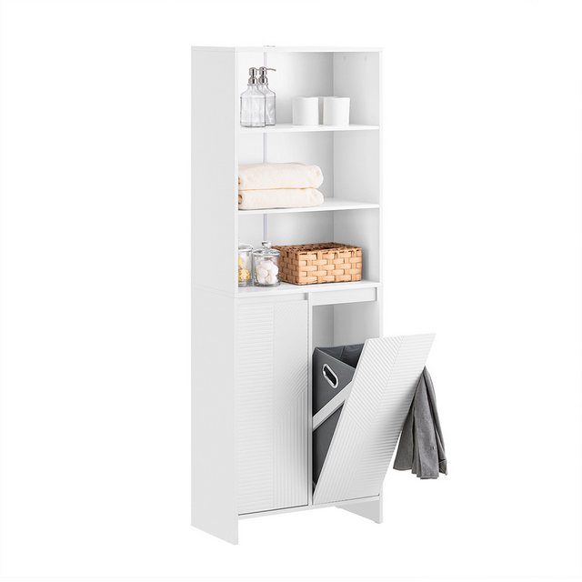 SoBuy Hochschrank BZR155 Badschrank mit Wäschesack Wäscheschrank Badregal B günstig online kaufen