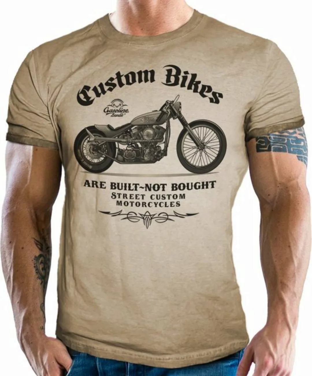 GASOLINE BANDIT® T-Shirt im Vintage Retro Used Look - Custom Bikes Are Buil günstig online kaufen