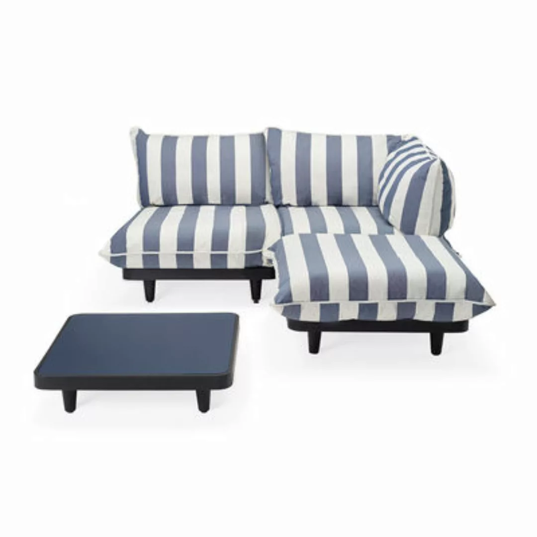 Gartenmöbel Paletti Set Medium textil blau / Sitzgruppe: Couchtisch 90 x 90 günstig online kaufen