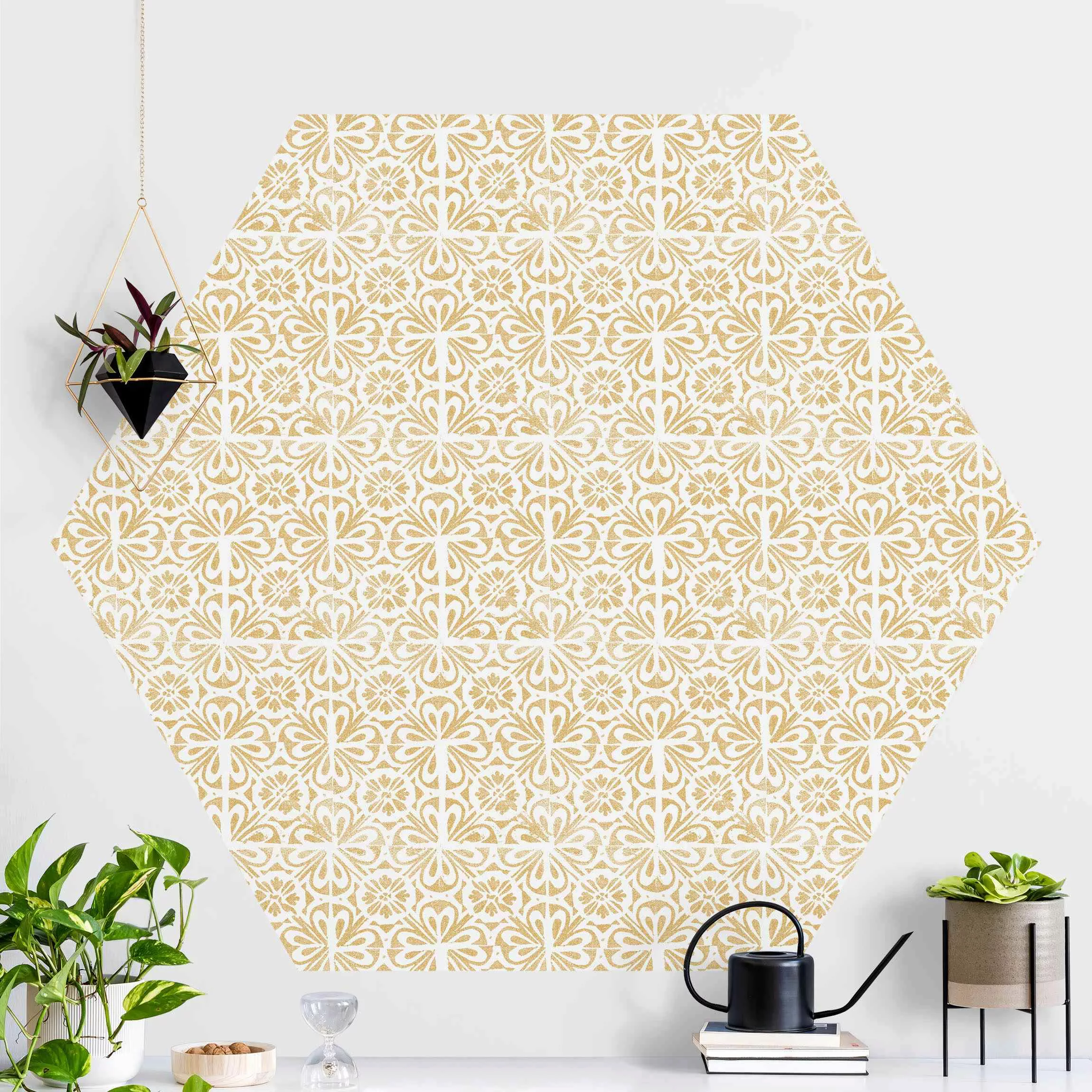 Hexagon Mustertapete selbstklebend Vintage Muster Portugiesische Fliesen günstig online kaufen