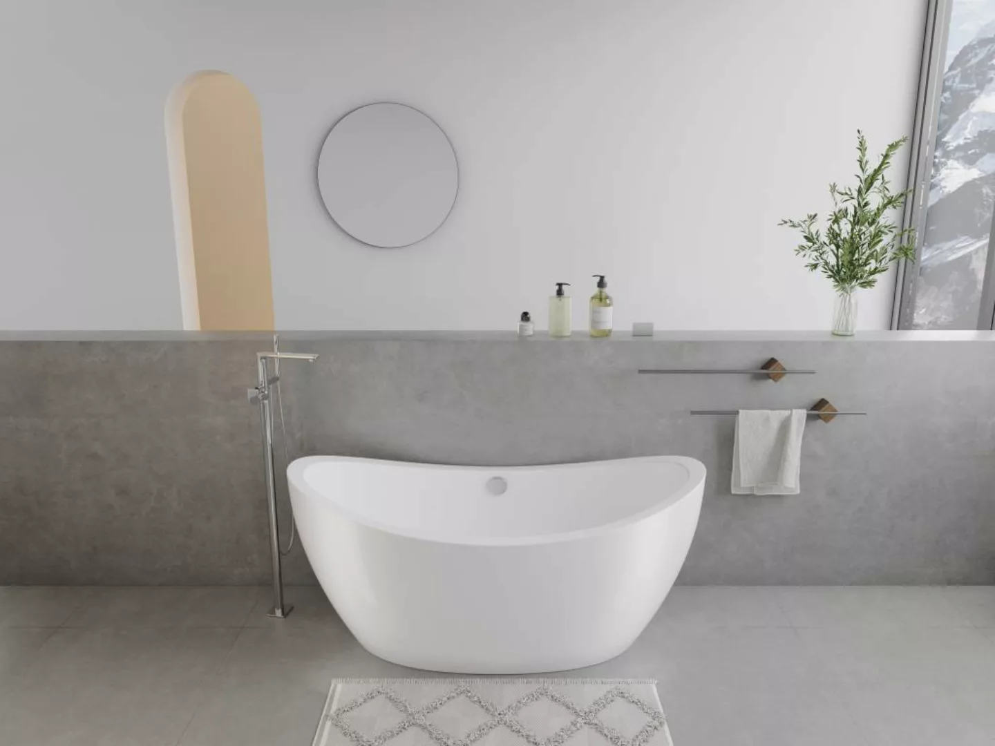 Freistehende Badewanne Design - 225 l - 170 x 83 x 77 cm - ALDA günstig online kaufen