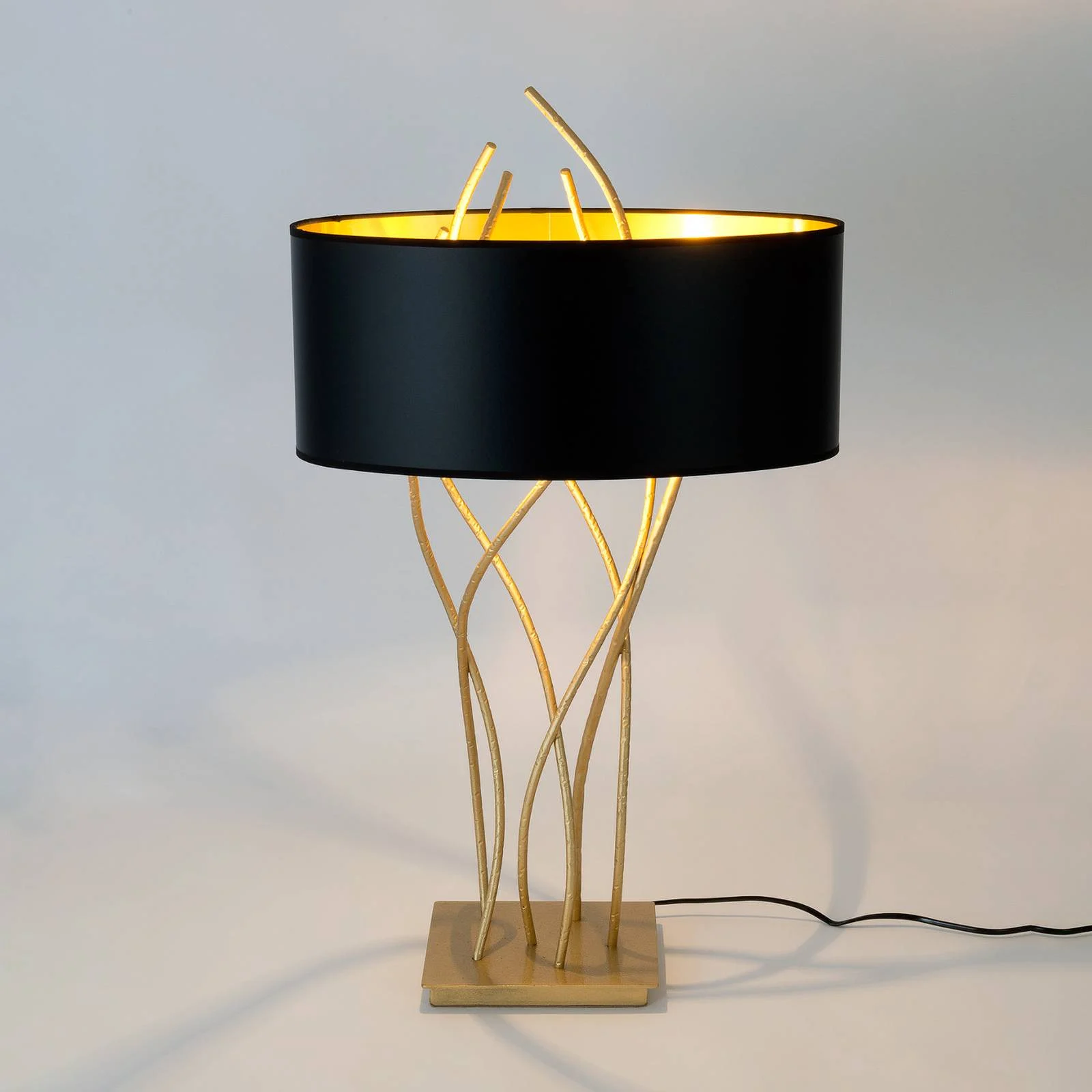 Tischleuchte Elba oval, gold/schwarz, Höhe 75 cm, Eisen günstig online kaufen