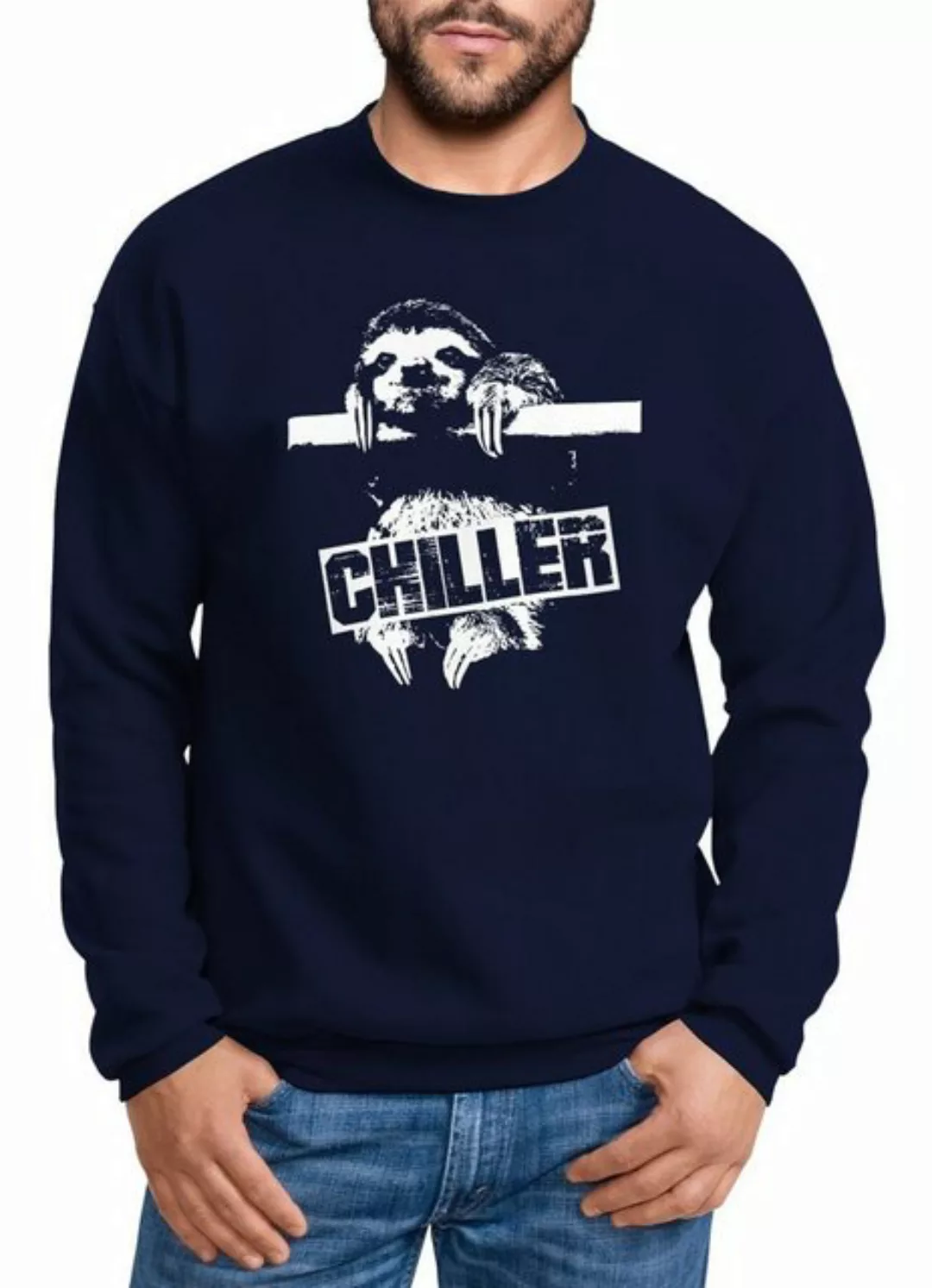 MoonWorks Sweatshirt Lustiges Herren Sweatshirt Faultier Born Chiller Pullo günstig online kaufen