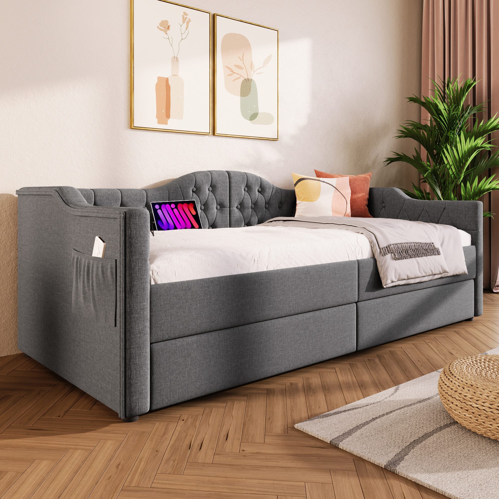Odikalo Polsterbett Daybett Schlafsofa Bettgestell Stauraum günstig online kaufen