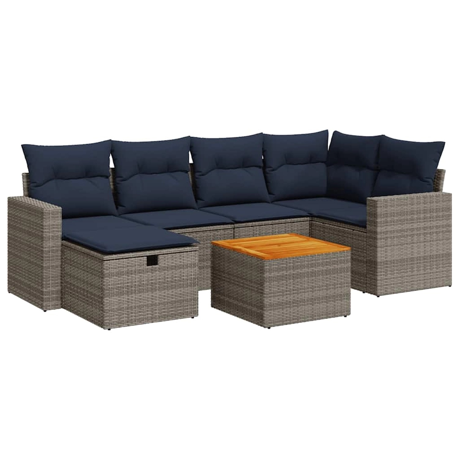 vidaXL 7-Tlg Garten-Sofagarnitur mit Kissen Grau Poly Rattan 3325792 günstig online kaufen