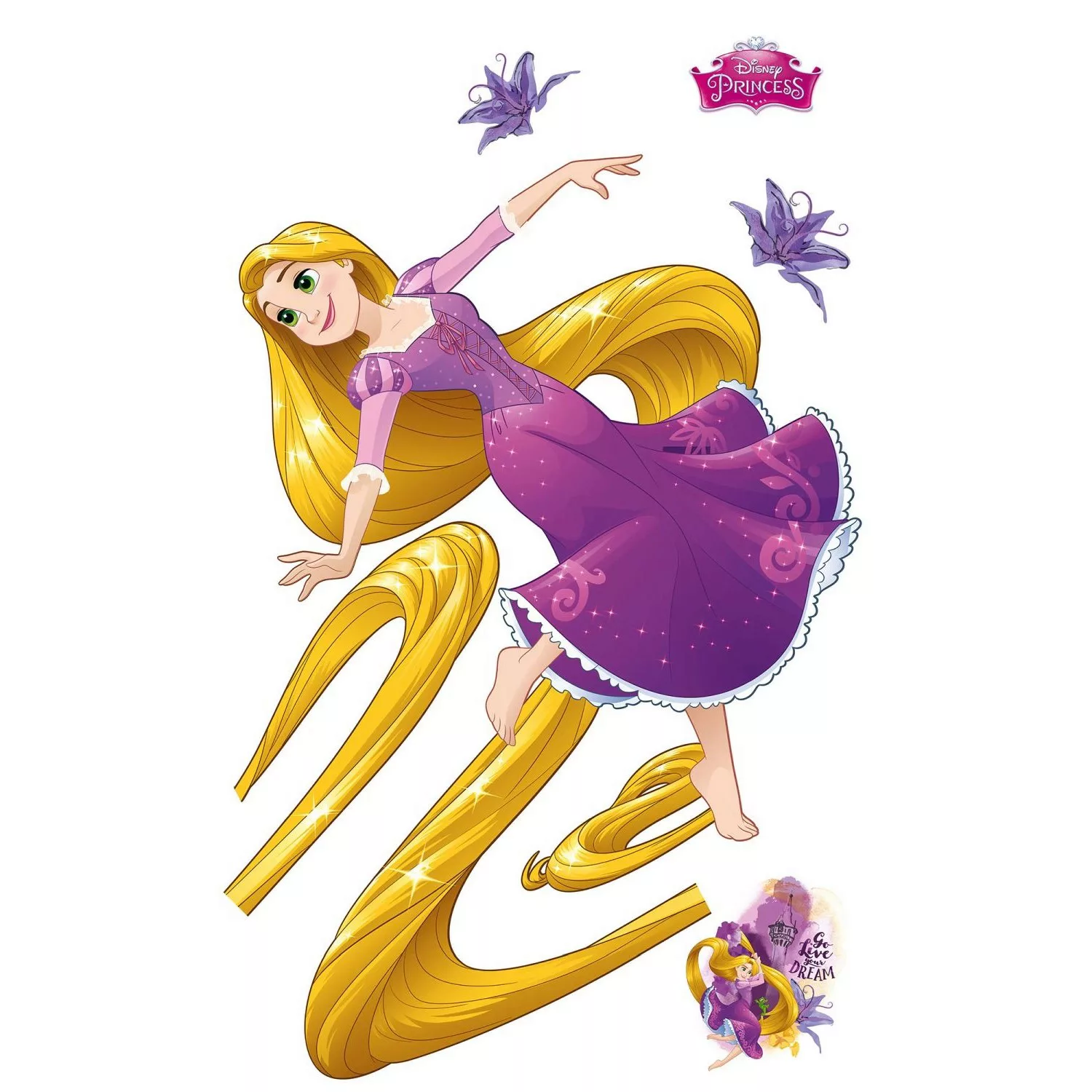 Disney Wandtattoo Rapunzel Violett und Gelb 127 x 200 cm 612436 günstig online kaufen