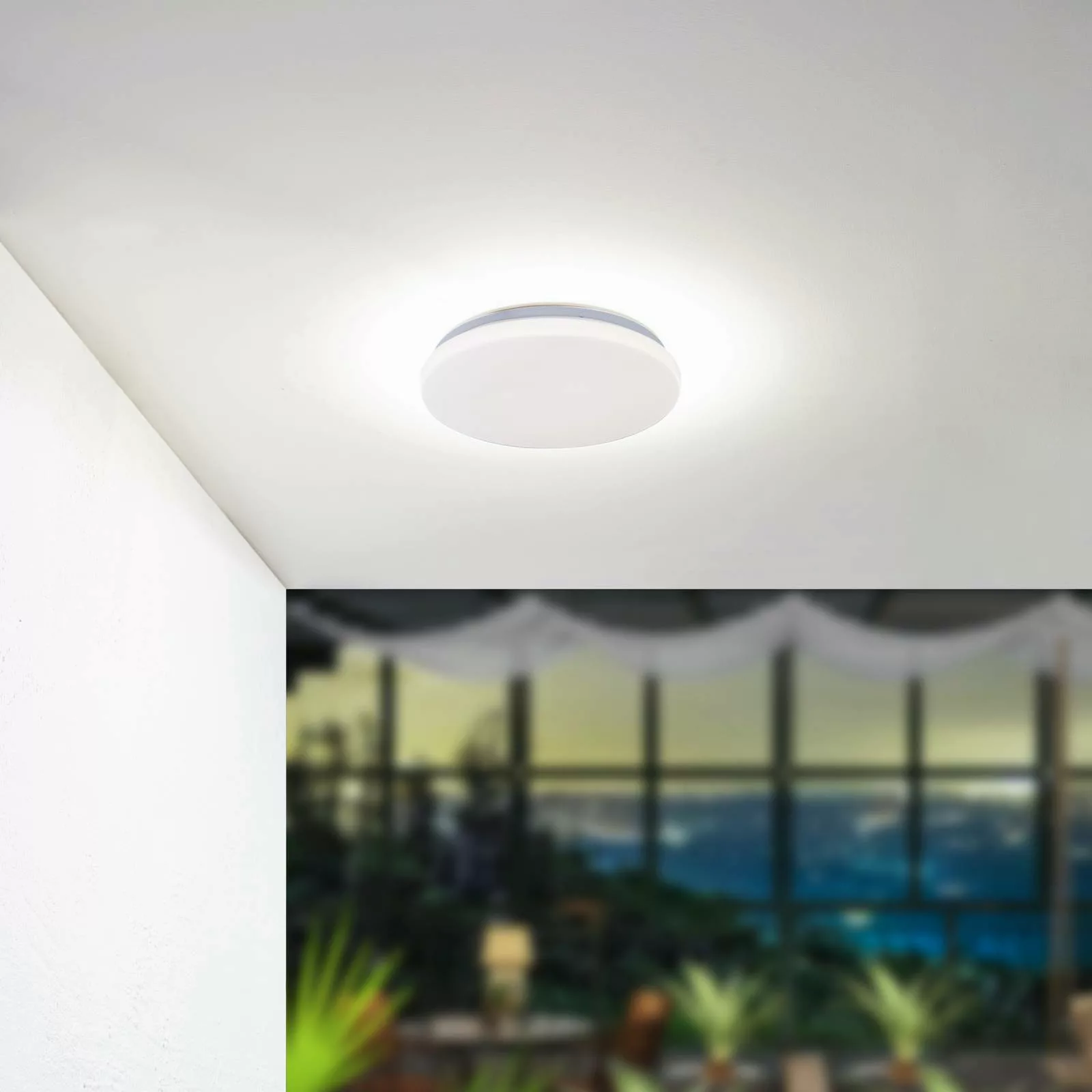 Lindby LED-Außendeckenleuchte Kirkola, 3000 K, Ø 34 cm, weiß günstig online kaufen