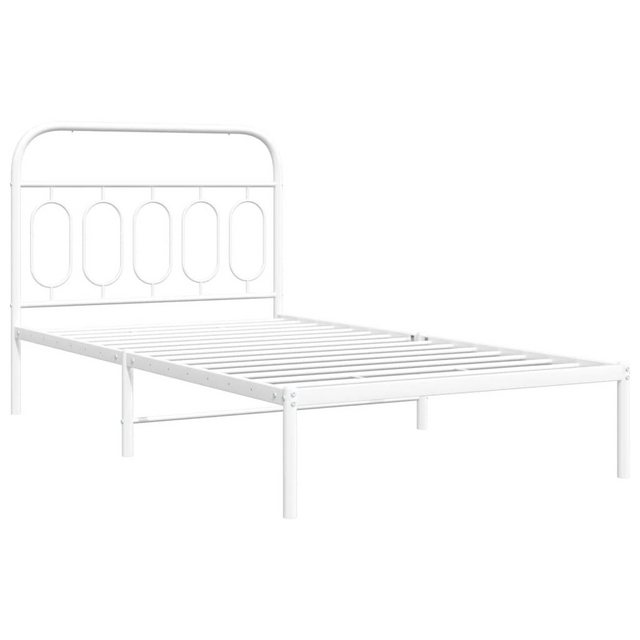 vidaXL Bett Bettgestell mit Kopfteil Metall Weiß 100x190 cm günstig online kaufen