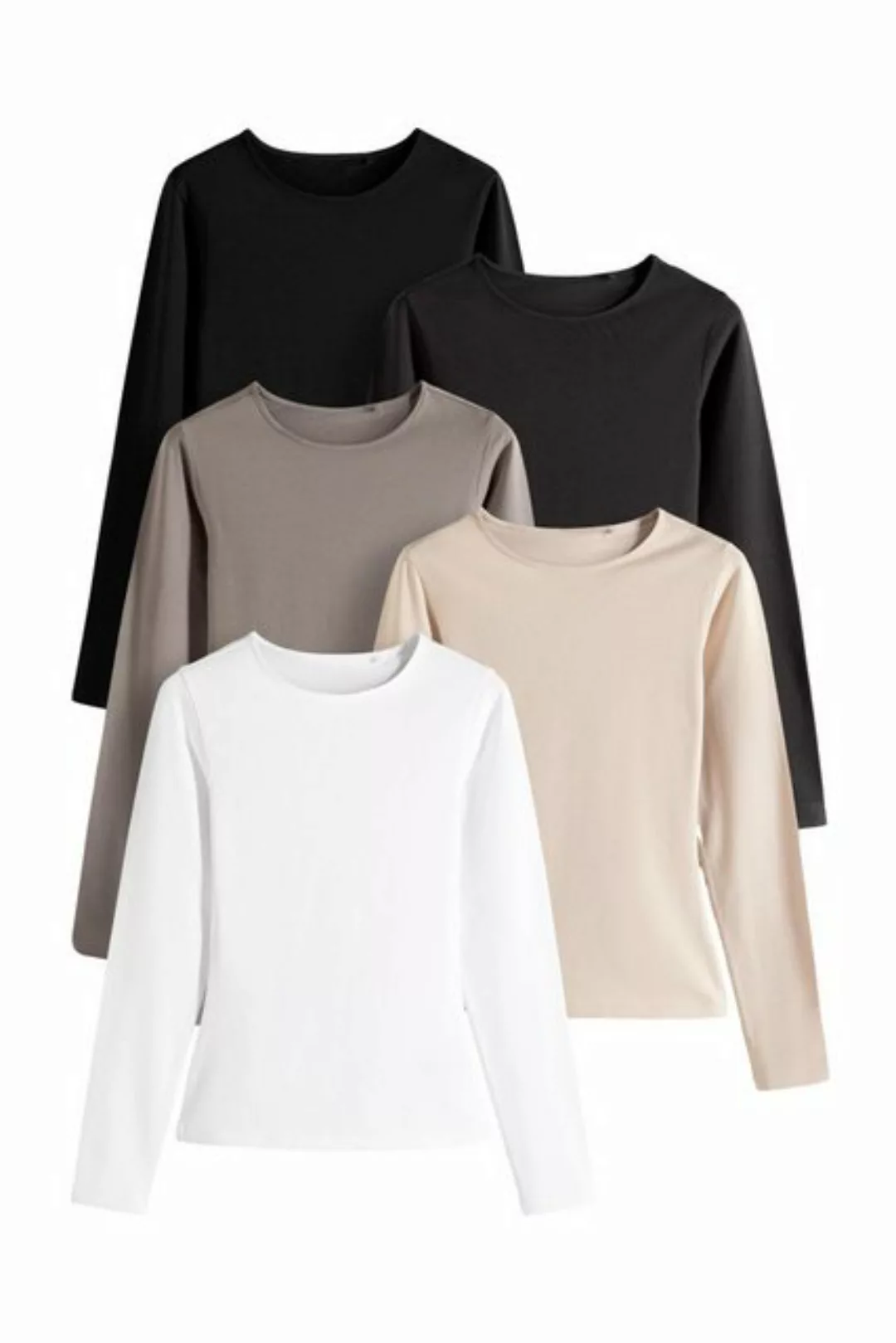 The Set Langarmshirt The Set Rundhals-Langarmshirts, 5er-Pack (5-tlg) günstig online kaufen