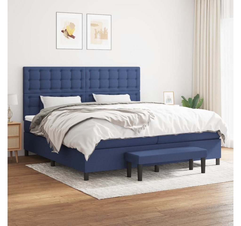 vidaXL Boxspringbett Boxspringbett mit Matratze Blau 200x200 cm Stoff Bett günstig online kaufen