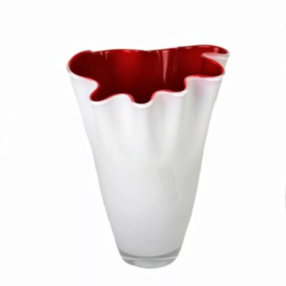 Signature Home Collection Glasvase gewellt zweifarbig Bicolor rot/weiß günstig online kaufen