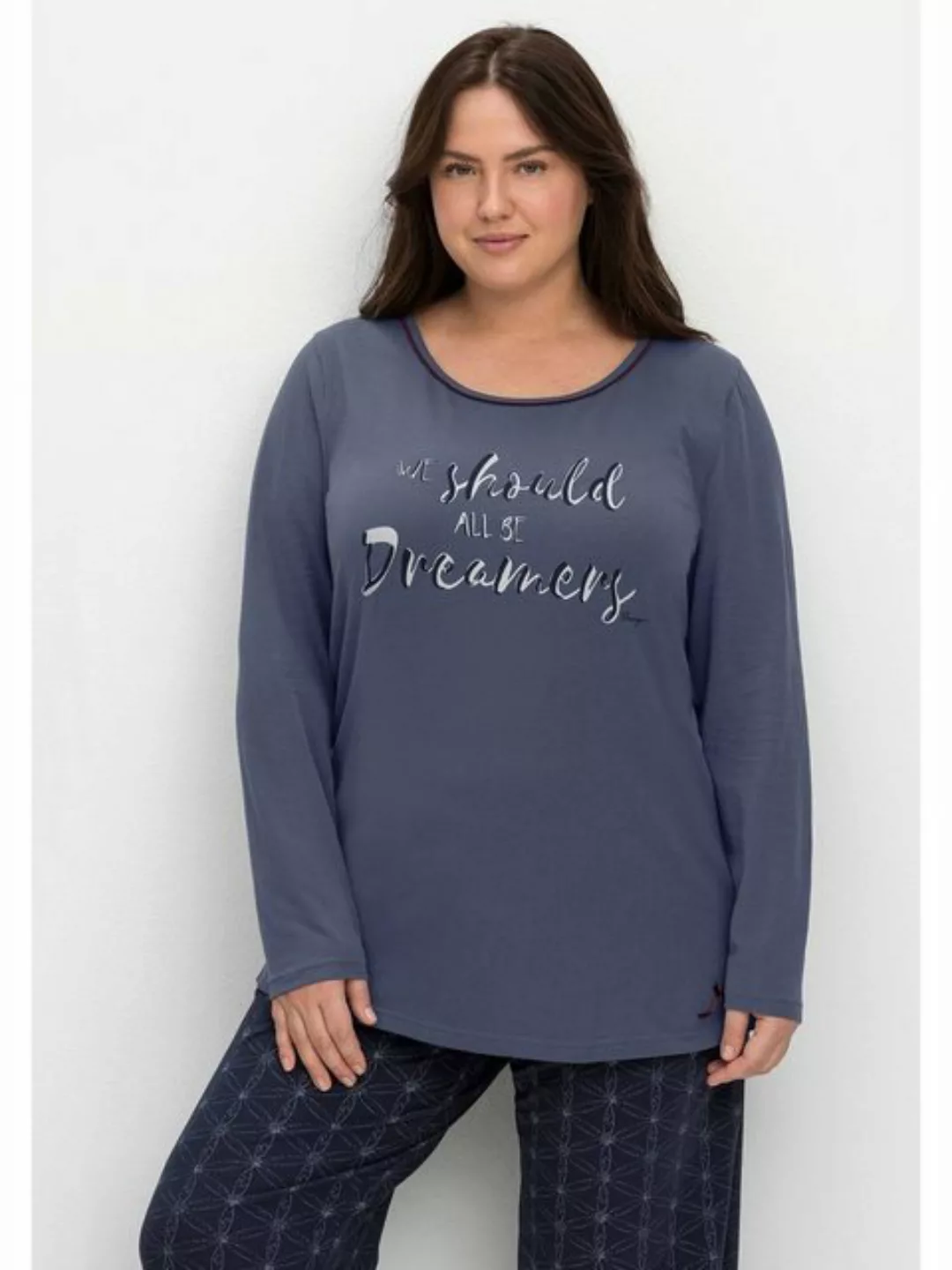 Sheego Pyjamaoberteil Große Größen aus hautfreundlichem Baumwollmix günstig online kaufen