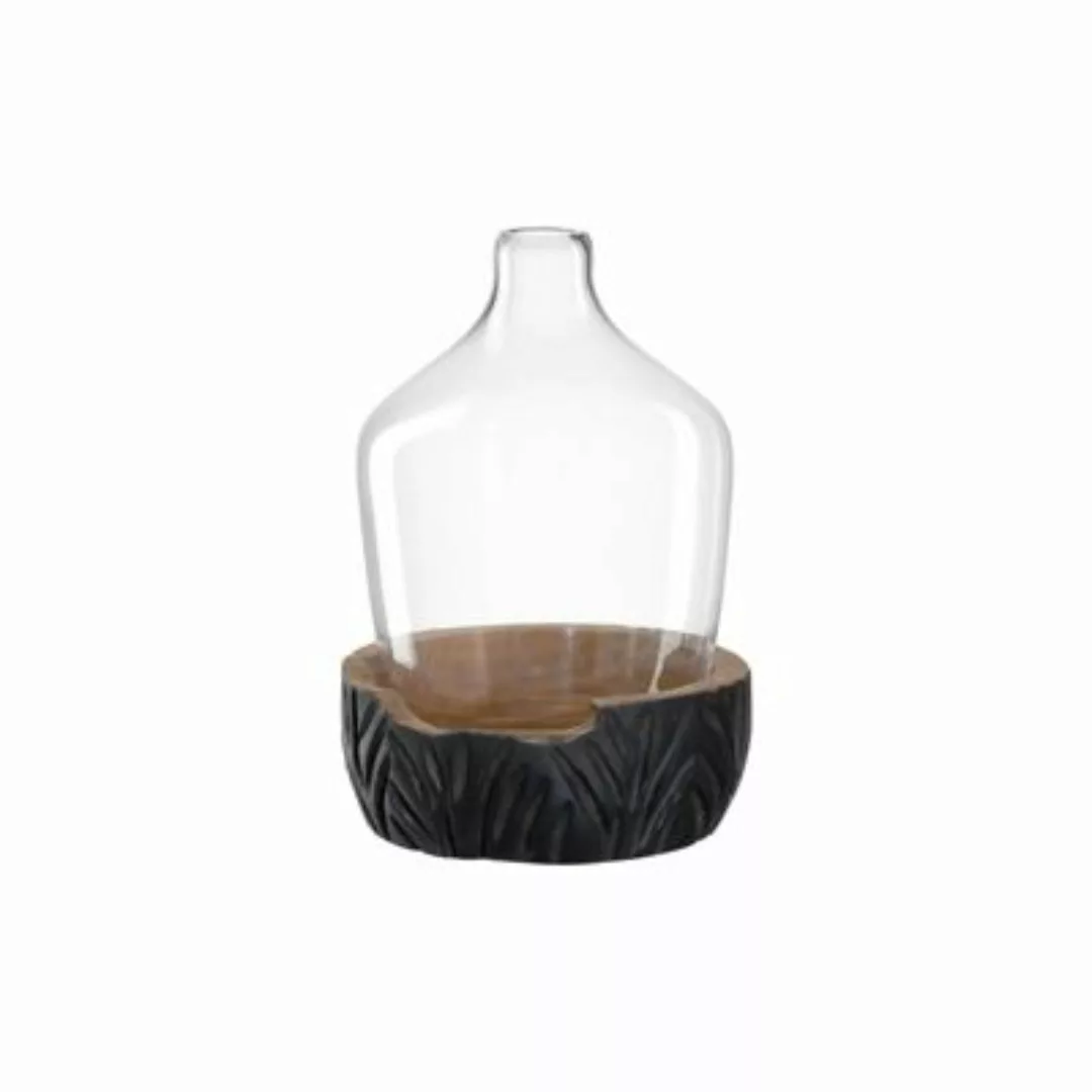 LEONARDO CASOLARE Vase mit Holz-Sockel 33 cm schwarz Vasen günstig online kaufen