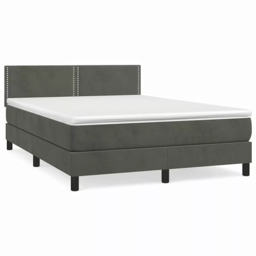 vidaXL Bettgestell Boxspringbett mit Matratze Dunkelgrau 140x190 cm Samt Be günstig online kaufen