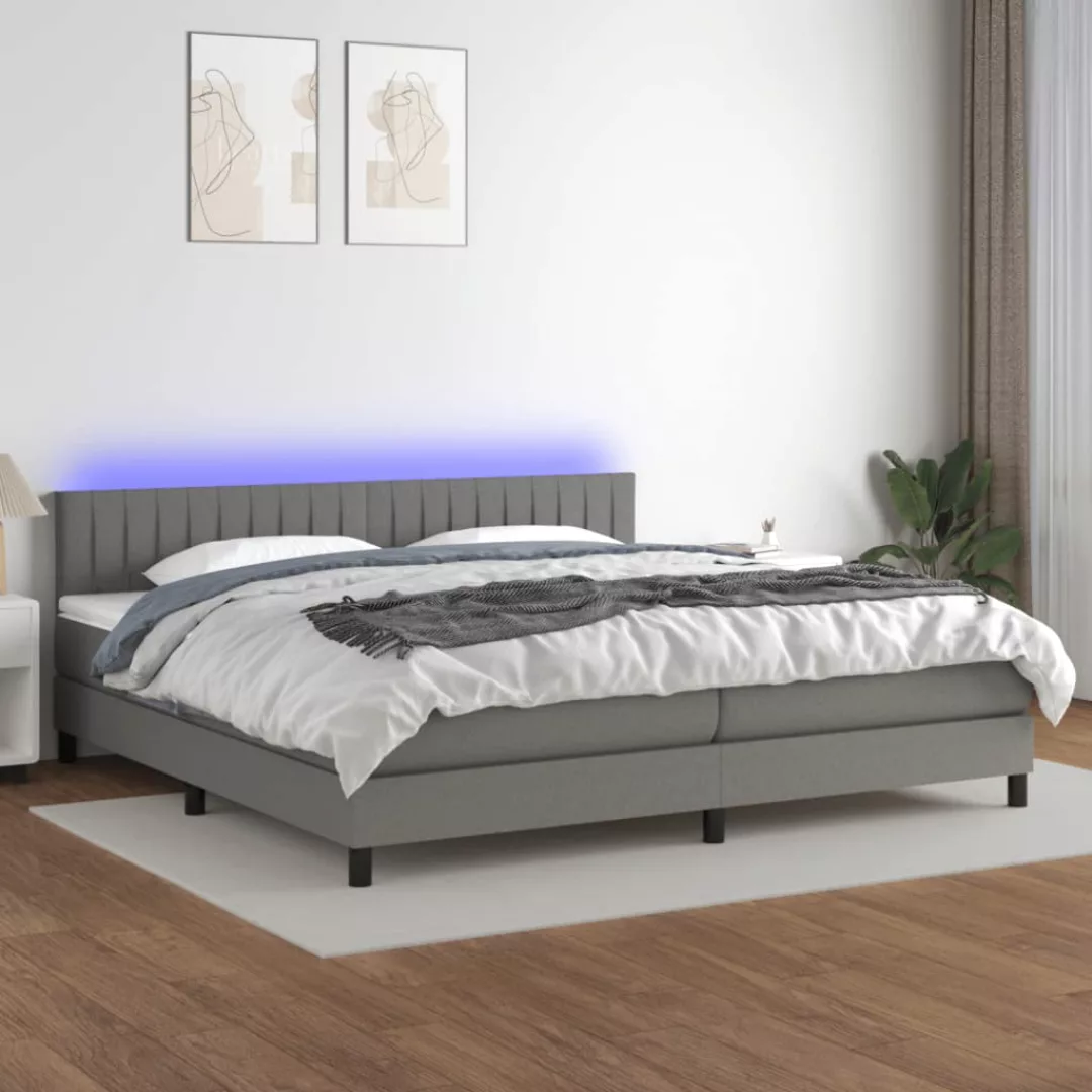 vidaXL Bettgestell Boxspringbett mit Matratze LED Dunkelgrau 200x200 cm Sto günstig online kaufen