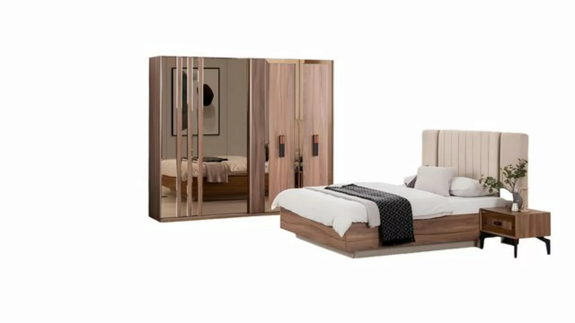 Xlmoebel Bett Modernes 7-teiliges Bett aus Holz in Braun für (Bett), Herges günstig online kaufen