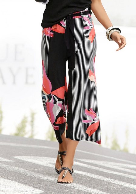 LASCANA Culotte mit Streifendesign und Bindegürtel, Jerseyhose, 7/8-Hose günstig online kaufen