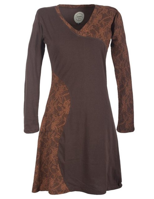 Vishes Jerseykleid Asymmetrisches Lagenlook Kleid mit Spitze bedruckt Hippi günstig online kaufen