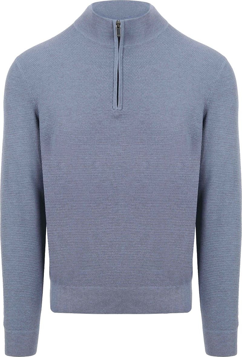 Suitable Structure Half Zip Pullover Blau - Größe M günstig online kaufen