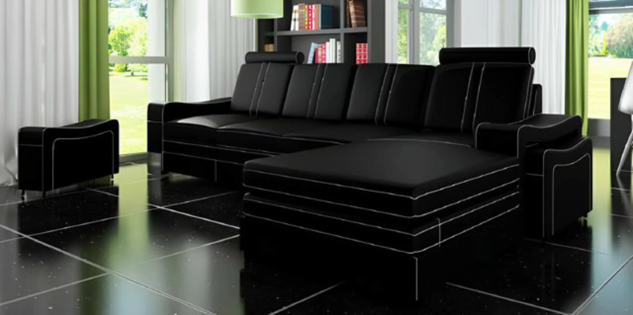 JVmoebel Ecksofa LEDERSOFA USB LEDERECKSOFA WOHNLANDSCHAFT ECKSOFA GARNITUR günstig online kaufen