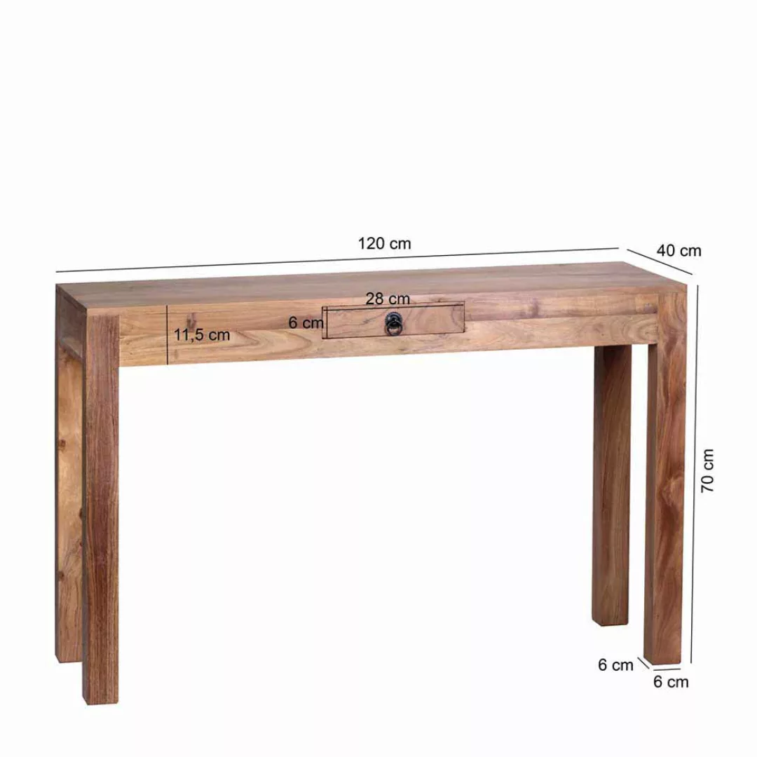 Konsolentisch aus Akazie Massivholz mit Schublade günstig online kaufen