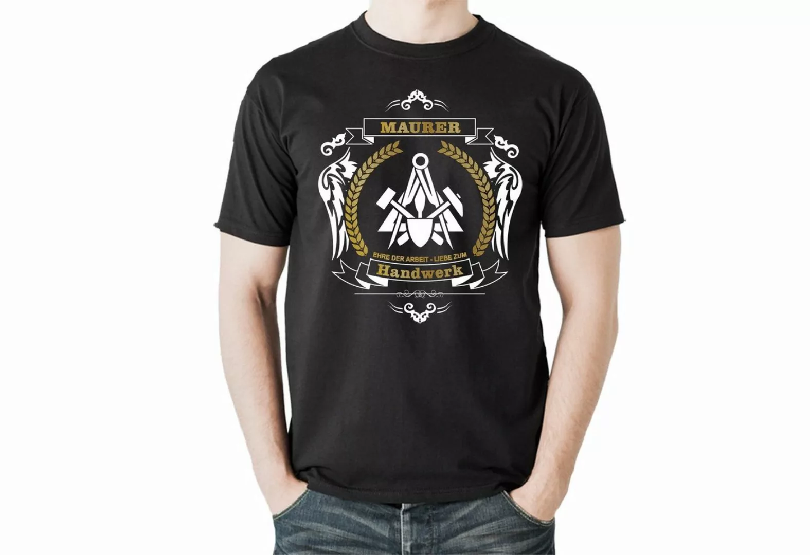 Lasernauten Print-Shirt Maurer Zünfte Zunftsymbol T-Shirt mit Zunftwappen H günstig online kaufen