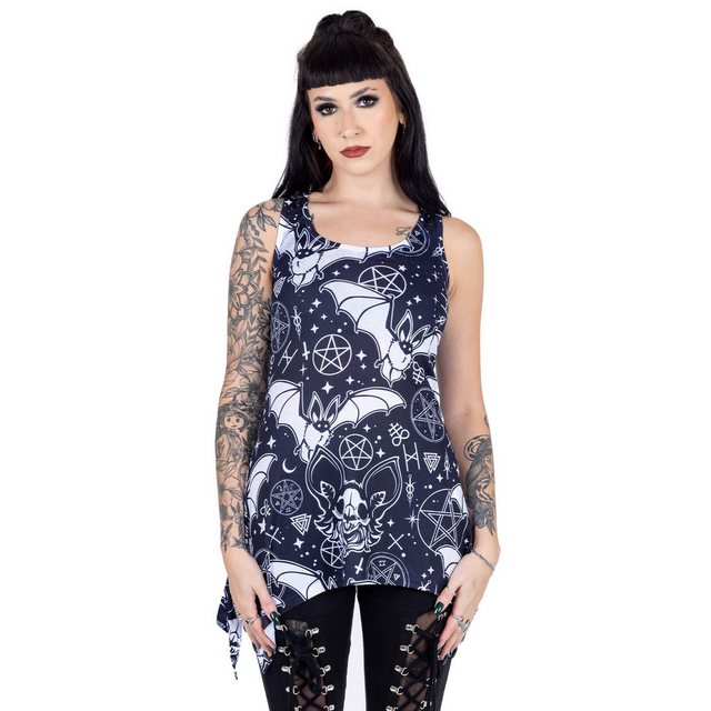 Heartless Tanktop Conjure Lace Panel Vest Gothic Okkult Fledermaus günstig online kaufen