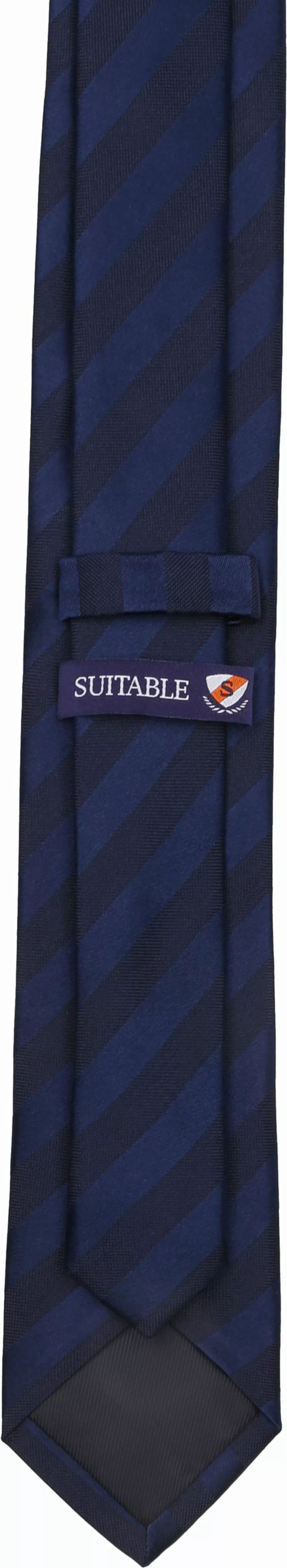 Suitable Krawatte Seide Streif Navy  - günstig online kaufen