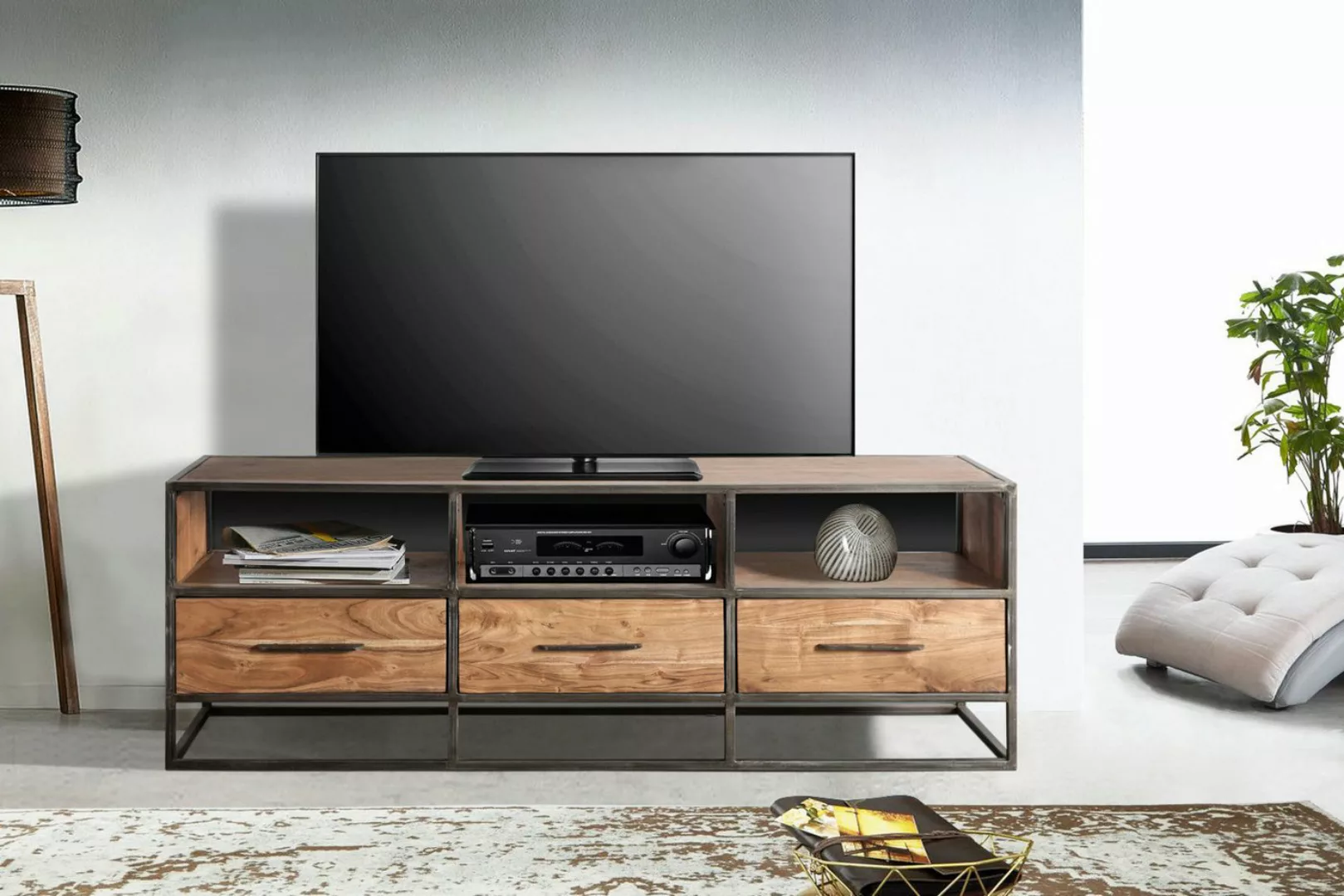 Junado® TV-Schrank Oklahoma Lowboard, 175 x 60 x 40 cm, massives Akazienhol günstig online kaufen
