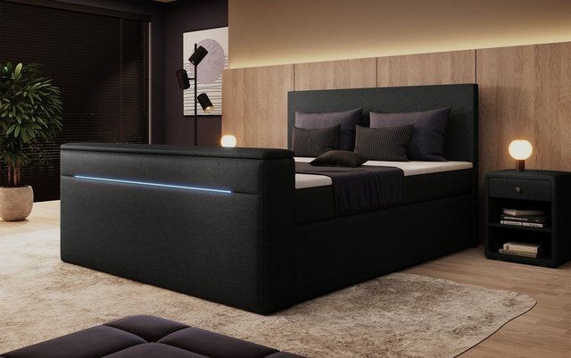 Luxusbetten24 Boxspringbett Simple, mit TV Lift und LED günstig online kaufen