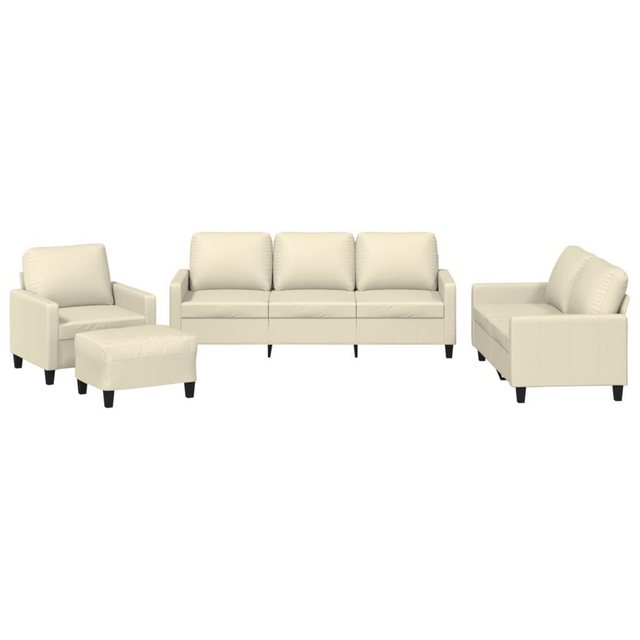 vidaXL Sofa 4-tlg. Sofagarnitur mit Kissen Creme Kunstleder günstig online kaufen