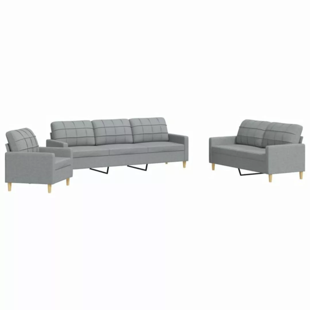 vidaXL Sofa 3-tlg. Sofagarnitur Hellgrau Stoff günstig online kaufen