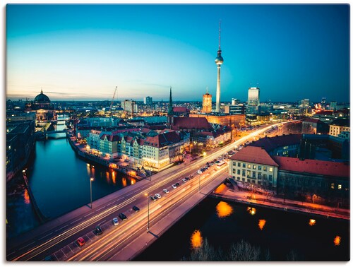 Artland Wandbild »Berlin Cityscape am Abend«, Deutschland, (1 St.), als Lei günstig online kaufen