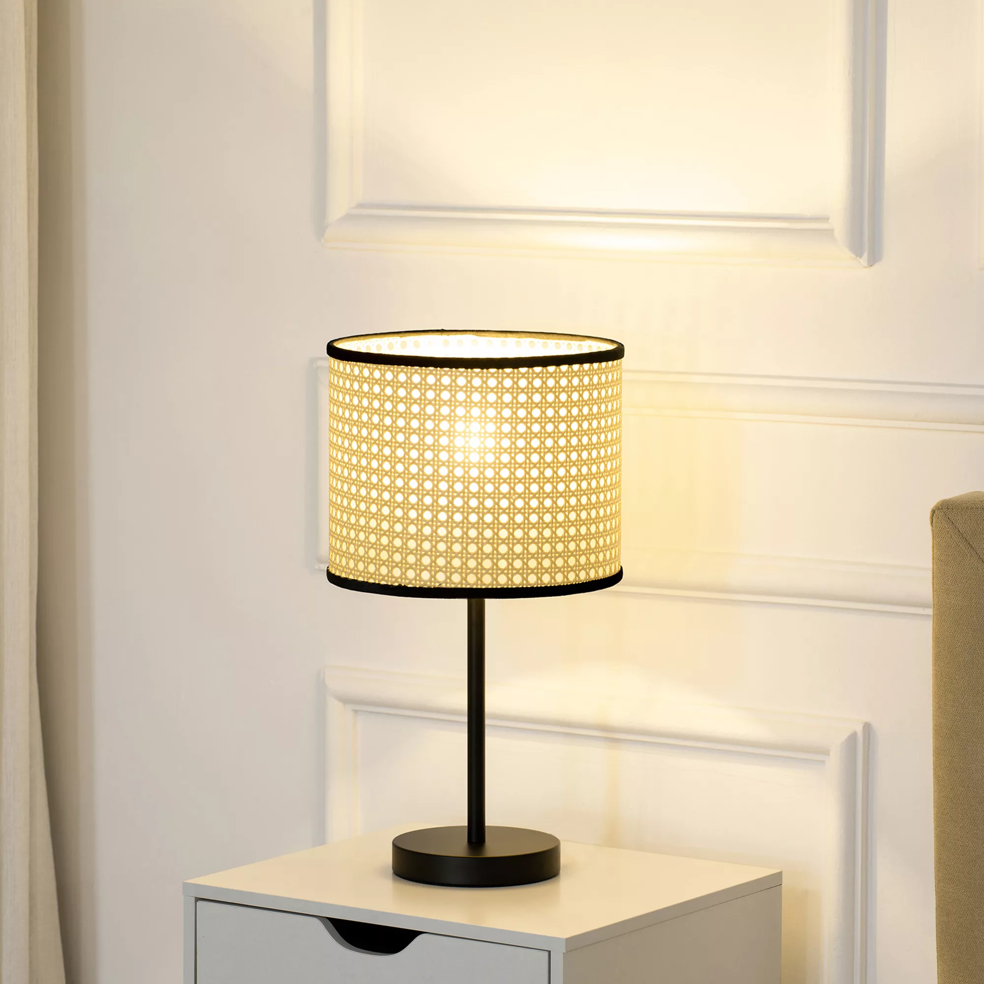 HOMCOM Tischlampe, Tischleuchte mit E27 Sockel, 40 W Nachttischlampe mit Ra günstig online kaufen