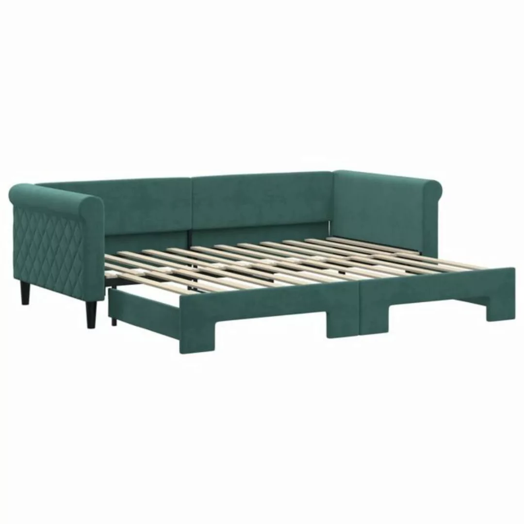 vidaXL Bett Tagesbett Ausziehbar Dunkelgrün 90x200 cm Samt günstig online kaufen