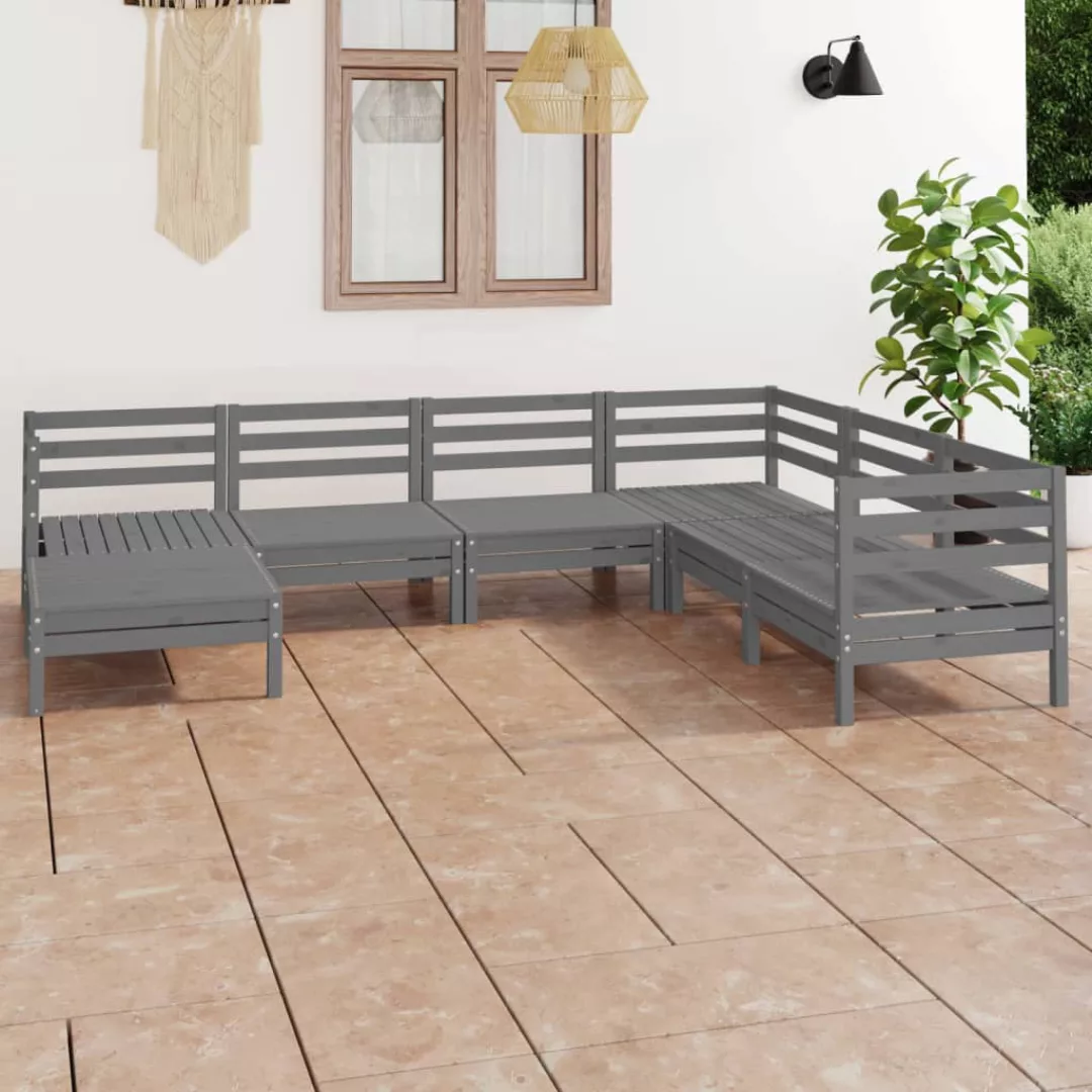 7-tlg. Garten-lounge-set Kiefer Massivholz Grau günstig online kaufen