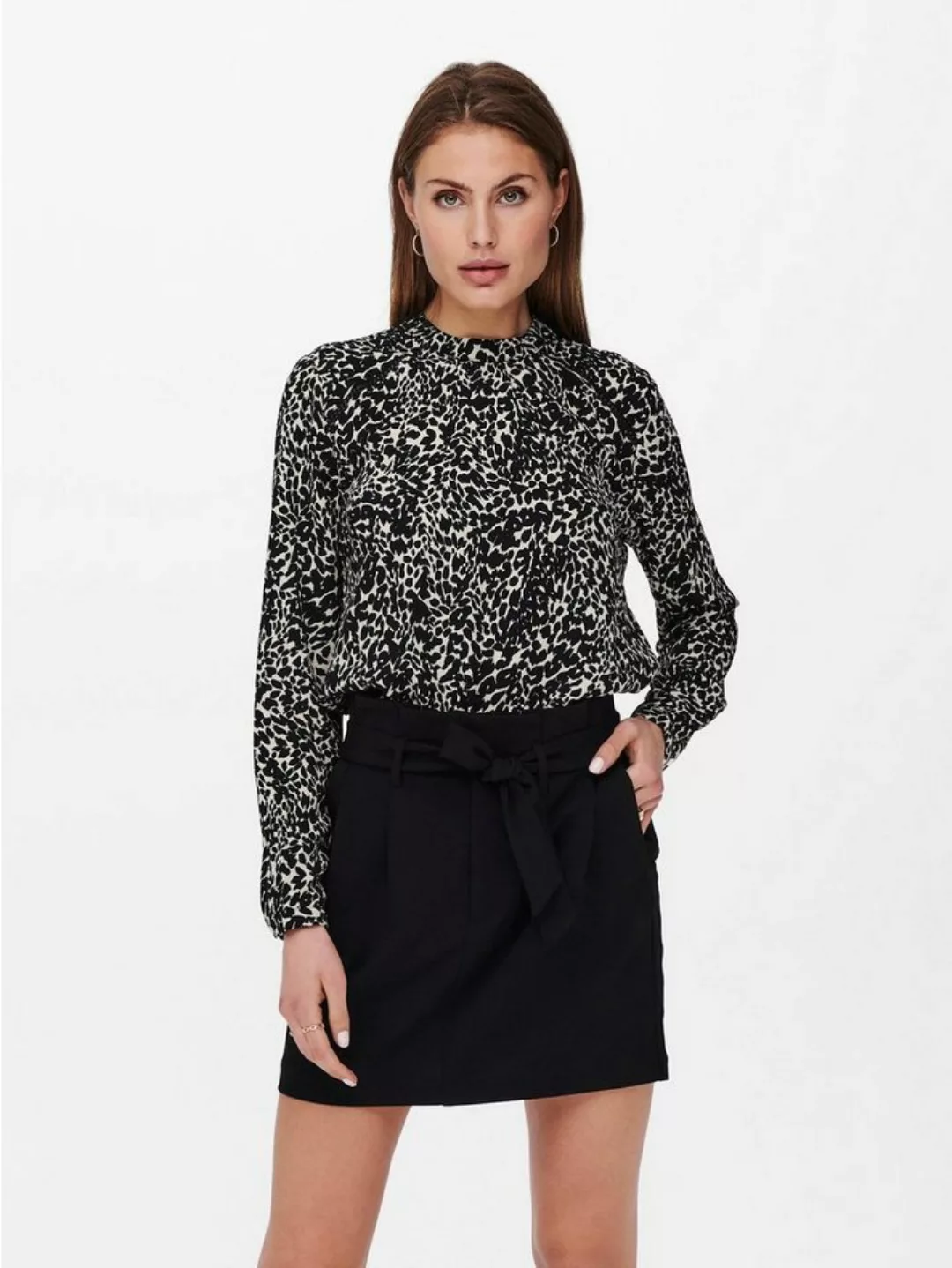 ONLY Blusenshirt Elegante Langarm Bluse Print ONLNEW MALLORY 6379 in Grau günstig online kaufen