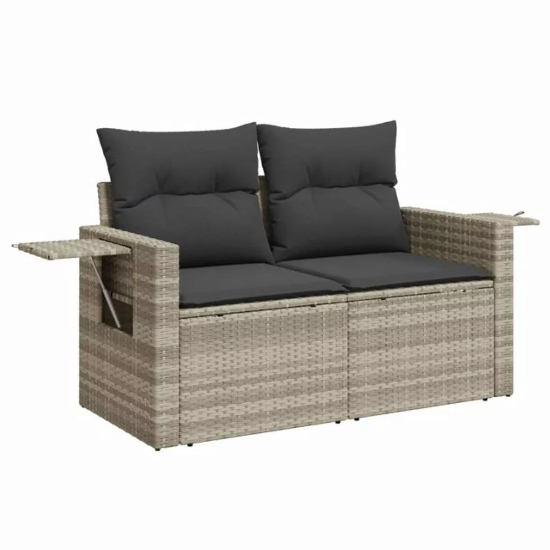 vidaXL Loungesofa Gartensofa mit Kissen 2-Sitzer Hellgrau Poly Rattan, 1 Te günstig online kaufen