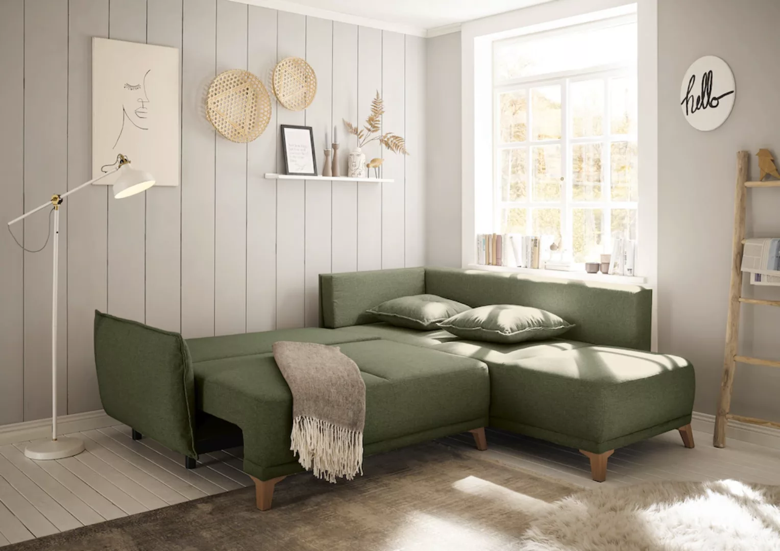 ED EXCITING DESIGN Ecksofa "Pamplona L-Form", mit Bettfunktion, Bettkasten, günstig online kaufen