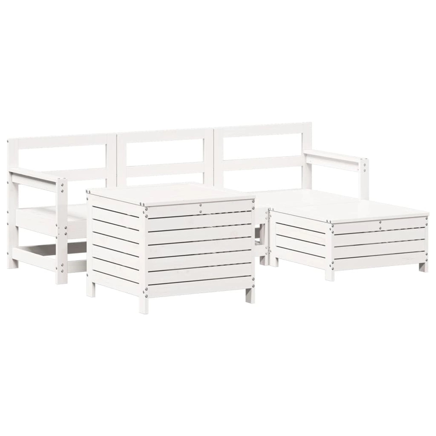 vidaXL 5-Tlg Garten-Sofagarnitur Weiß Massivholz Kiefer 3250505 günstig online kaufen