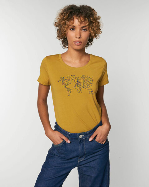 Flauschige Reine Biobaumwolle T-shirt Tailliert / Worldmap günstig online kaufen