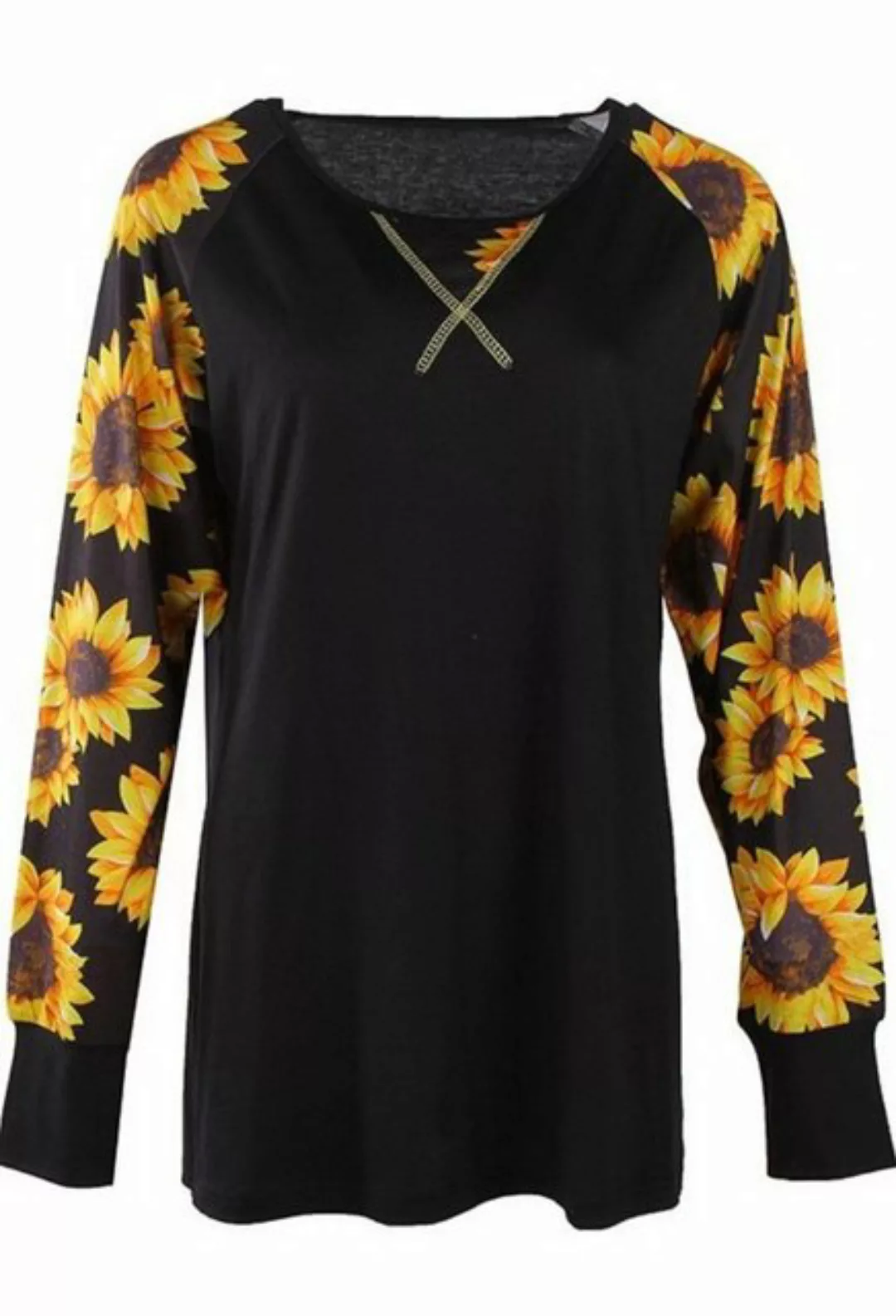 LOVGCCN Langarmbluse Langarm-T-Shirt mit Sonnenblumen-Print (Modischer Stil günstig online kaufen