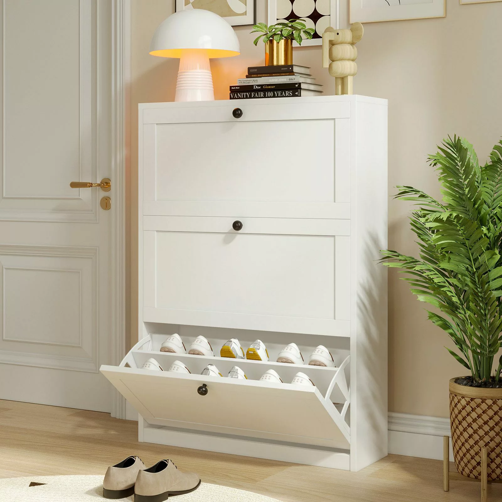 VOWNER Schuhschrank 3 Klappen, Schuhregal, 80 günstig online kaufen