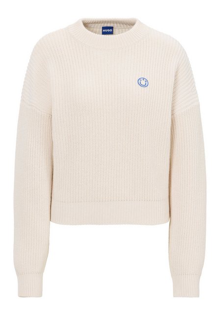 HUGO Blue Strickpullover "Slogery B", mit "Happy Hugo" Badge günstig online kaufen